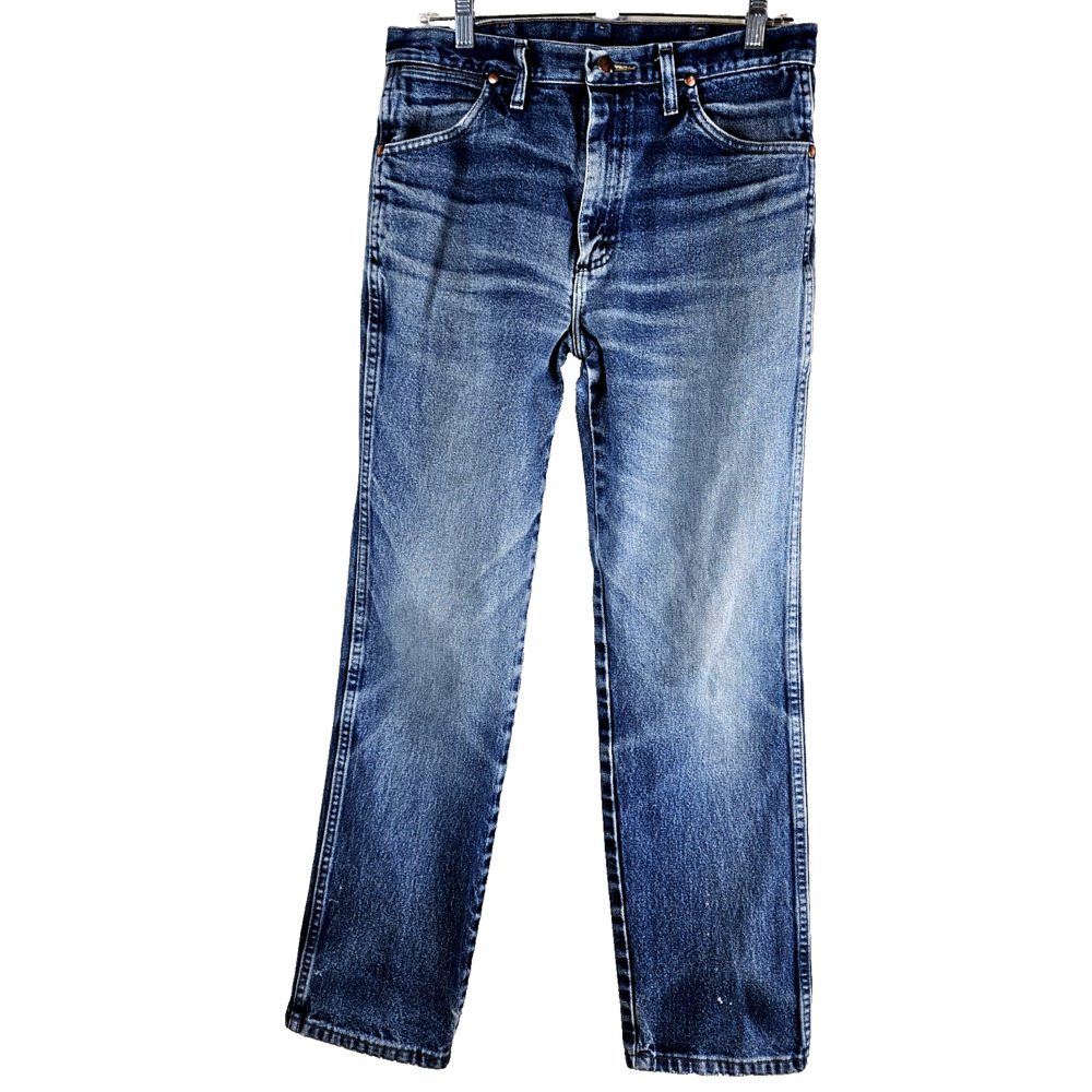 Wrangler Jeans Men 32x32 Blue Faded Whiskered Cowboy Western Denim Work 936PWD